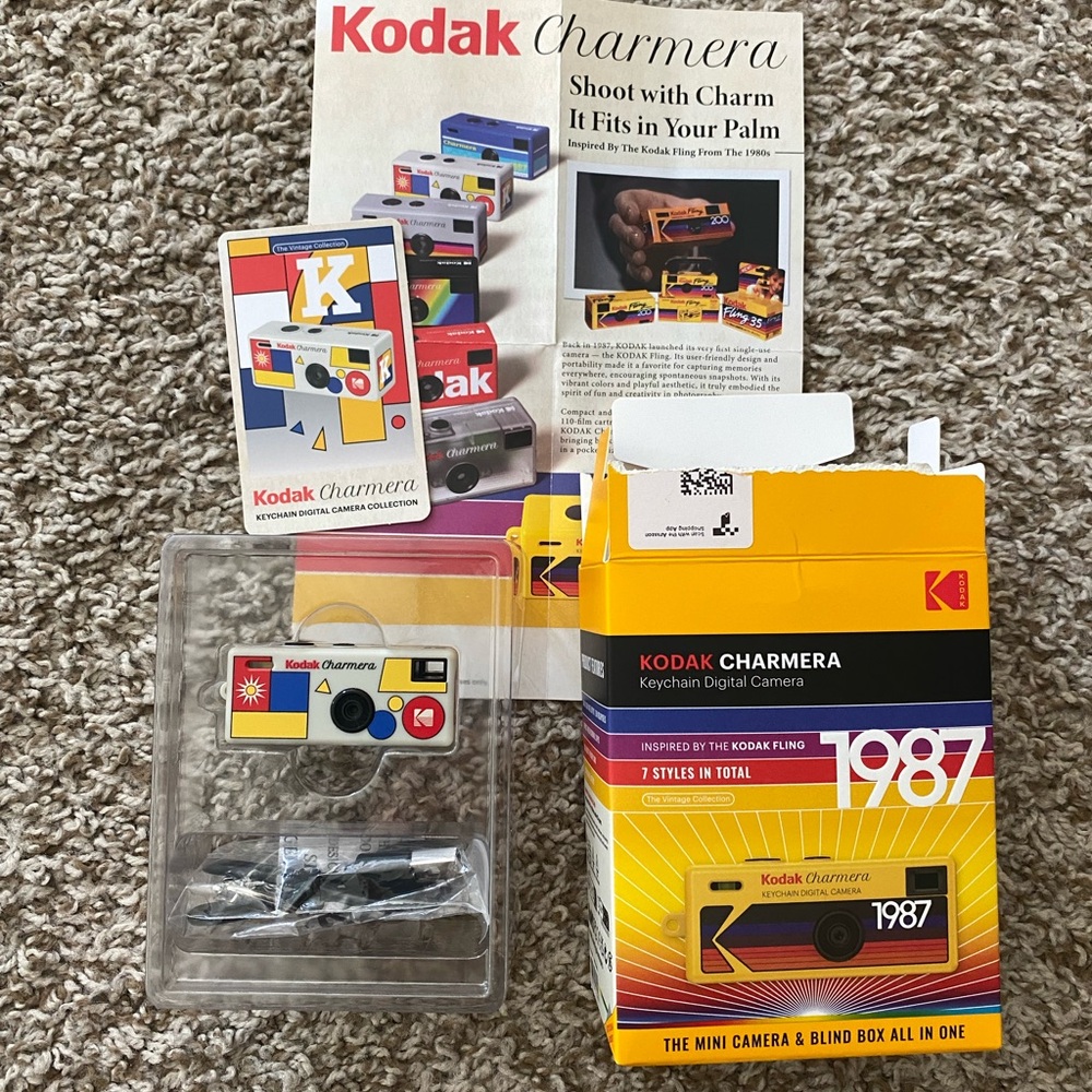 Kodak Charmera Keychain Camera — White with Red, Yellow, Blue Accents